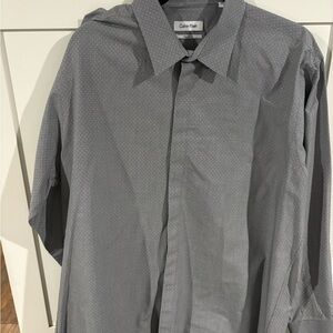 Calvin Klein Men's Gray Microdot Dress Shirt
